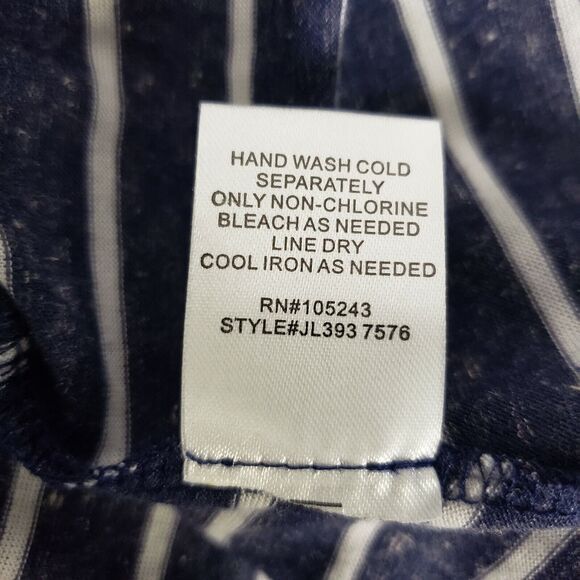 Happening In The Present Womens Top Medium Blue Striped Linen Blend Asymmetrical - Picture 9 of 9